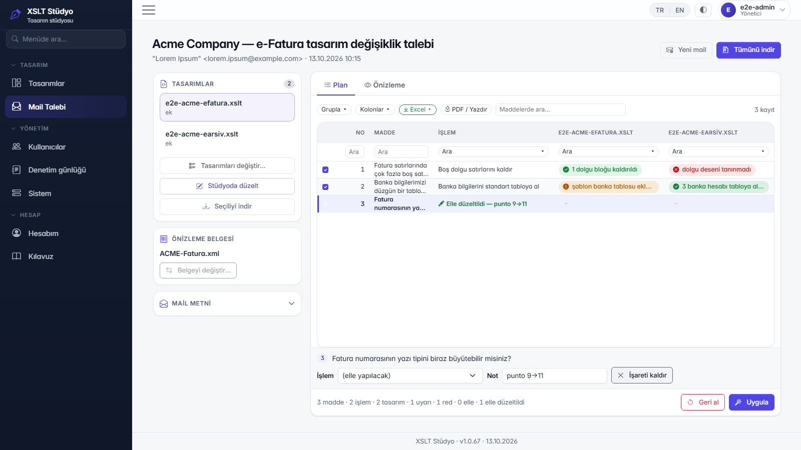 Email Request plan